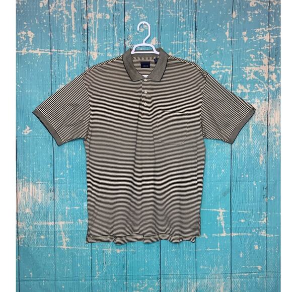 Izod black cream stripes short sleeves polo shirt size XL - Picture 5 of 5